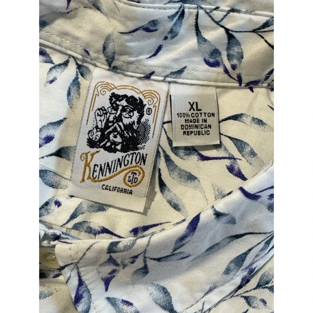 Kensington Men's Short Sleeve Button Down Shirt 100% Cotton Vine Print Size XL